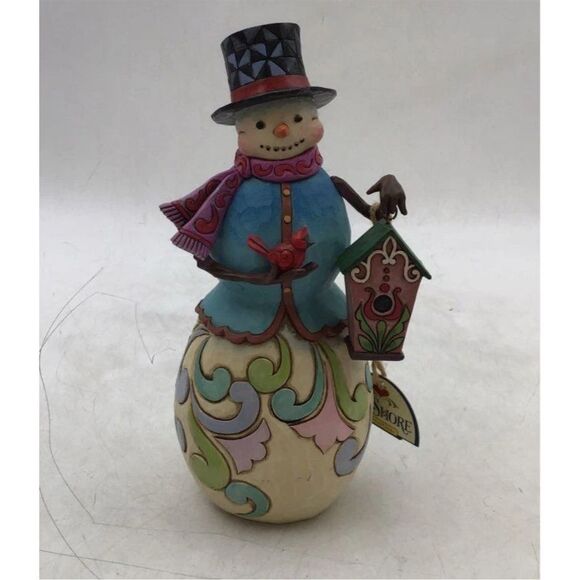 Jim Shore Heartwood Creek "Home Tweet Home" Snowman Figurine Multicolor - Picture 1 of 7